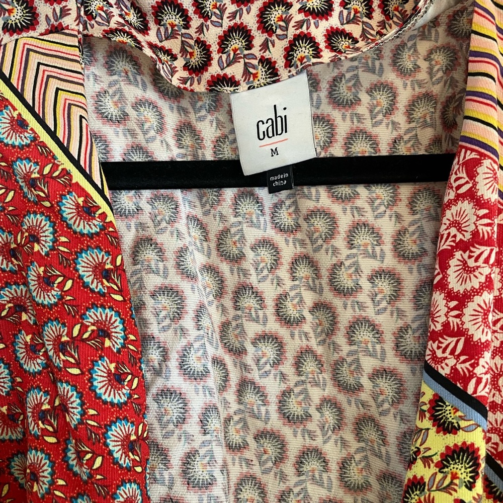 Cabi Poet Multi-Pattern Boho Belted Kimono Robe Size Medium w/Pockets - Picture 2 of 4